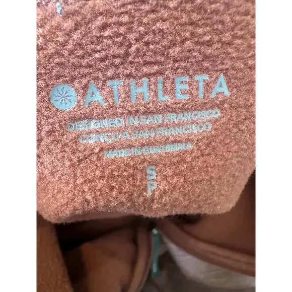 Athleta Altitude Polartec Half Zip Sweatshirt Mahogany Heather Brown Crop Small - Picture 10 of 14